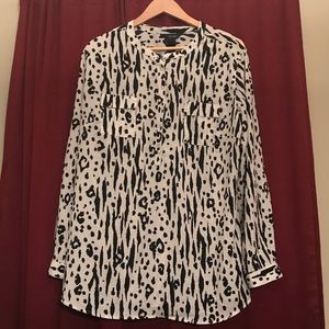 Black and White Animal Print Top